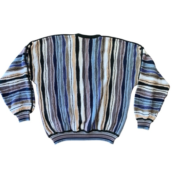 Vintage St.Croix Cotton Coogi Style Sweater 3D V-Neck Medium Grandpa Cosby Multi - Picture 3 of 7